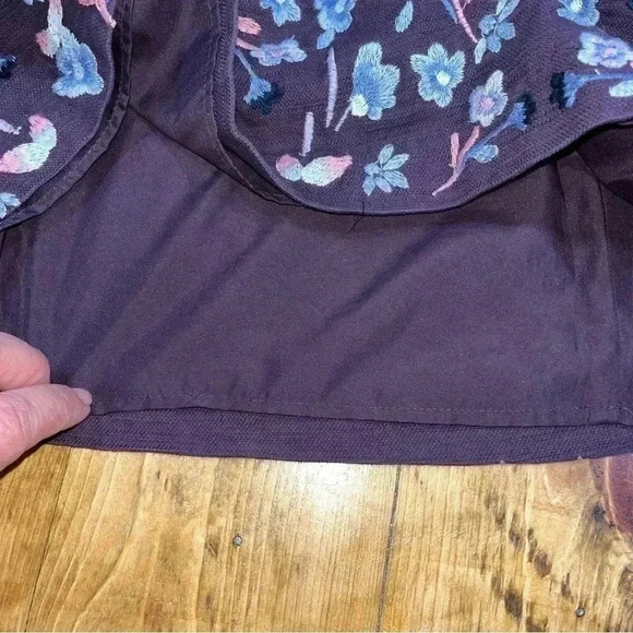 Loft Ann Taylor purple floral embroidered all over lined zip back mini s… - Picture 7 of 11